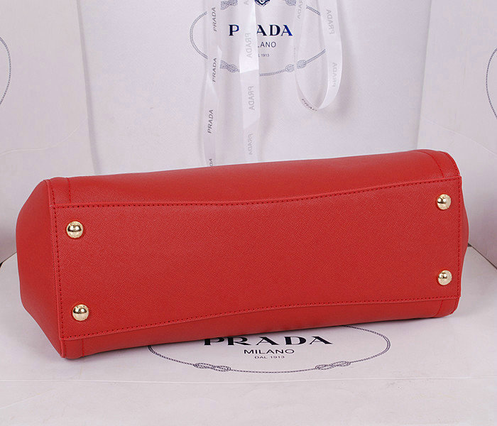 2014 Prada saffiano cuir leather tote bag BN2595 red - Click Image to Close
